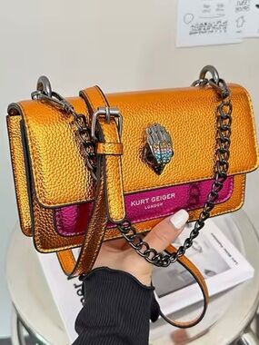 Kurt Geiger Metallic Orange and Pink Crossbody Bag